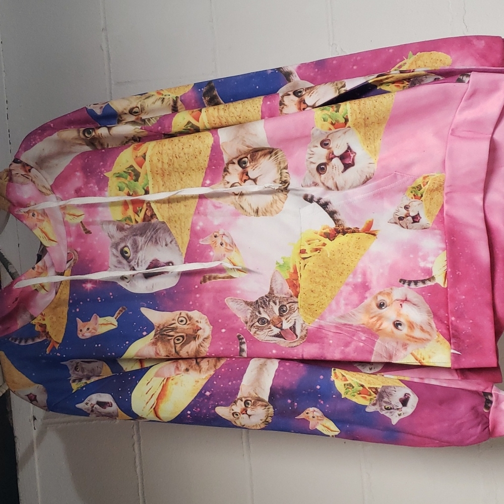 Unisex Cats in Tacos Flying in Space Hoodie